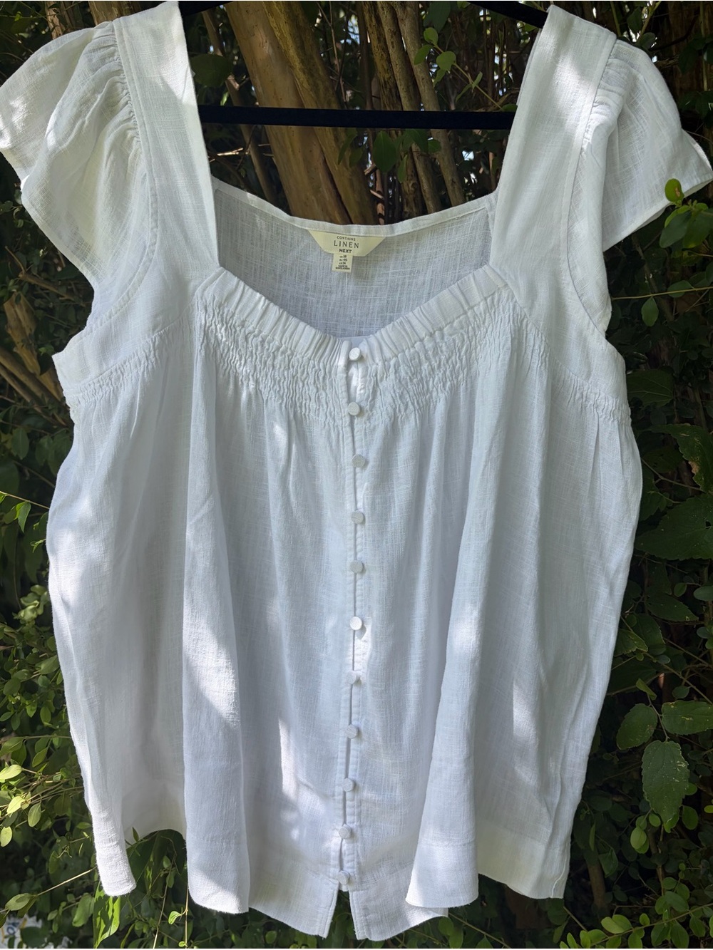 Lightweight White Linen-Blend Top